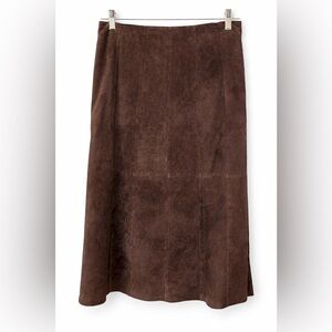 Parisian Signature Genuine Leather Maxi Skirt 34” Waist Brown Suede Western